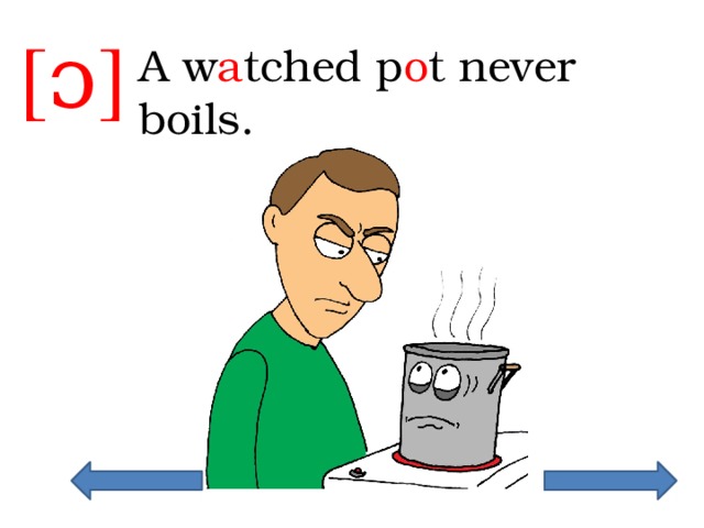 [ɔ] A w a tched p o t never boils. 