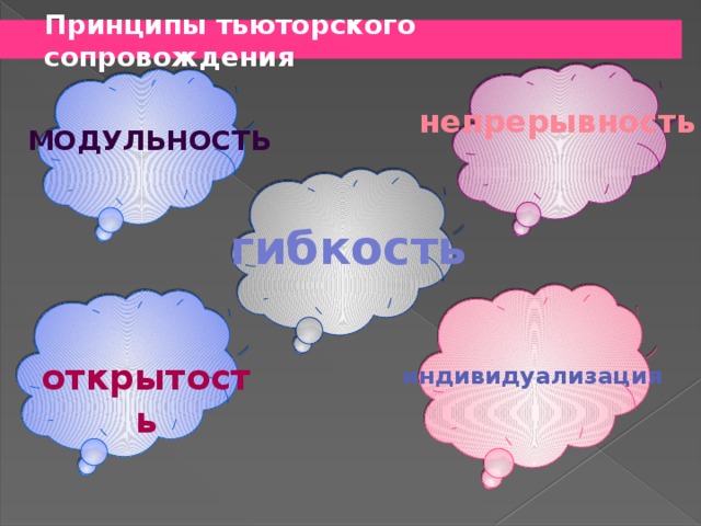 Принципы тьюторского сопровождения непрерывность модульность гибкость открытость индивидуализация