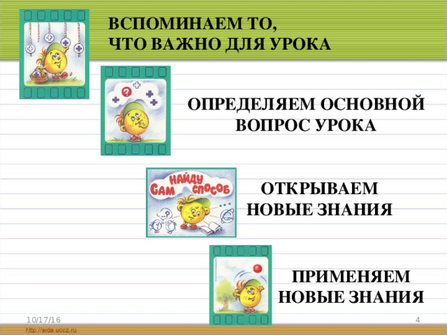 ВСПОМИНАЕМ ТО, ЧТО ВАЖНО ДЛЯ УРОКА ОПРЕДЕЛЯЕМ ОСНОВНОЙ ВОПРОС УРОКА ОТКРЫВАЕМ НОВЫЕ ЗНАНИЯ ПРИМЕНЯЕМ НОВЫЕ ЗНАНИЯ 10/17/16  