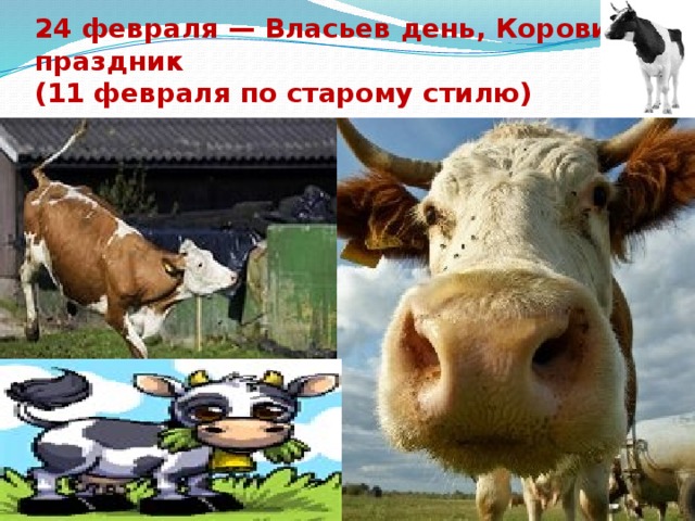 24 февраля — Власьев день, Коровий праздник  (11 февраля по старому стилю)   