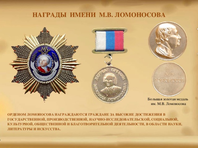 Картинки наград ломоносова