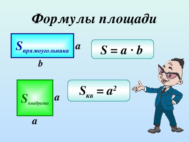 Как найти s. Формулы нахождения площади квадрата и прямоугольника. Формула площади 4 класс математика.