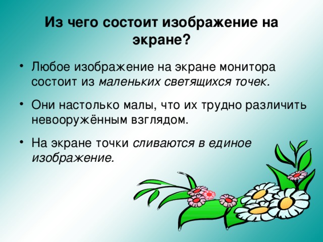 Из чего состоит изображение на экране?