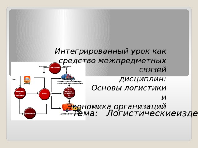 Интегрированный урок как средство межпредметных связей дисциплин: Основы логистики и Экономика организаций Тема: Логистическиеиздержки 