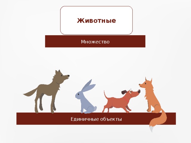 Животные Множество Единичные объекты 