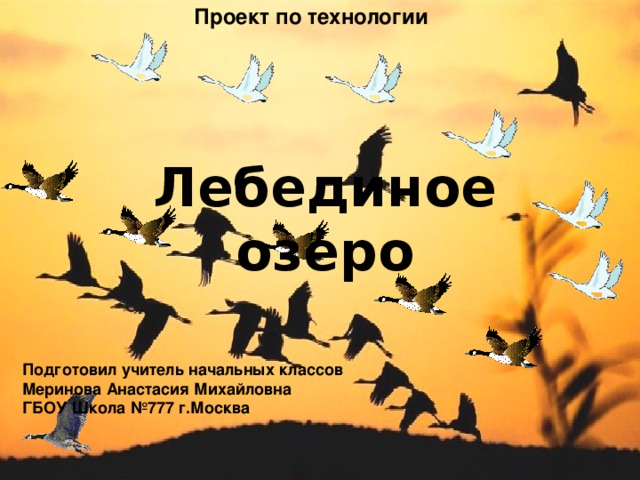 Проект по технологии Лебединое озеро Подготовил учитель начальных классов Меринова Анастасия Михайловна ГБОУ Школа №777 г.Москва  