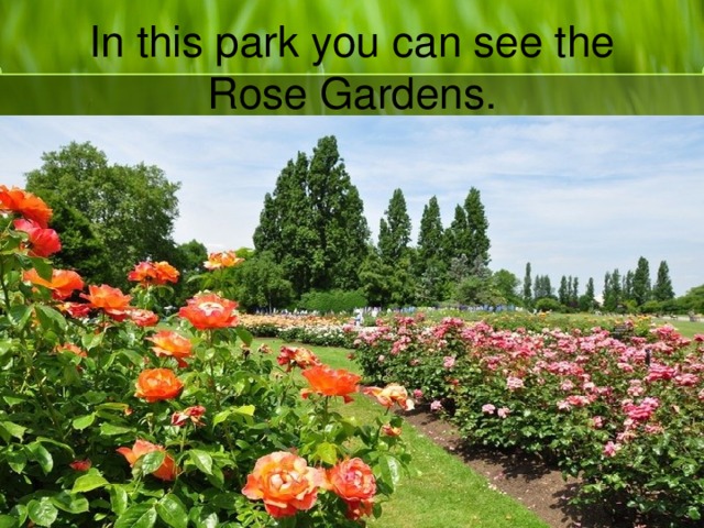 In this park you can see the Rose Gardens.