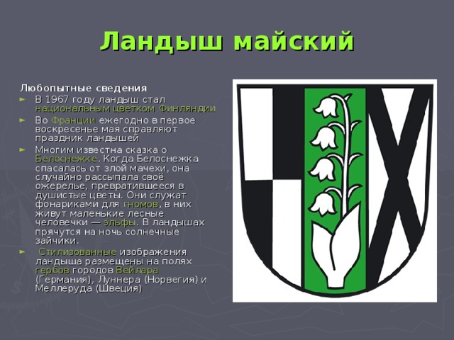 Ландыш майский Любопытные сведения