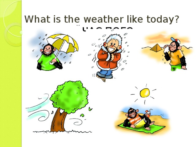 What is the weather like today?  КАКАЯ СЕЙЧАС ПОГОДА ?   