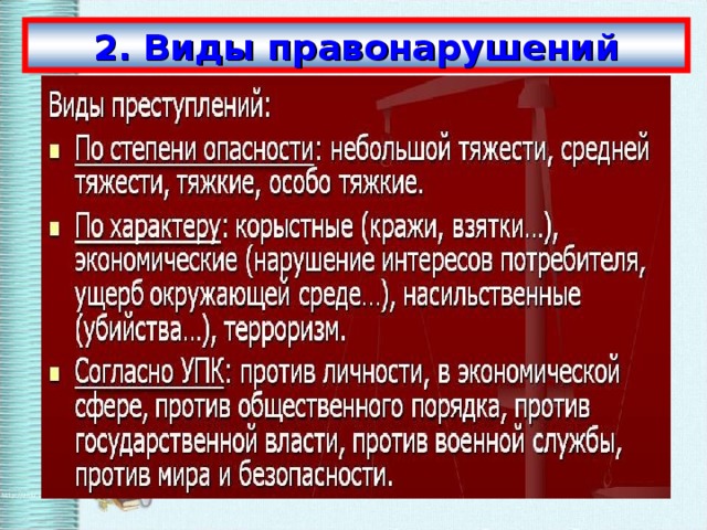 2. Виды правонарушений  
