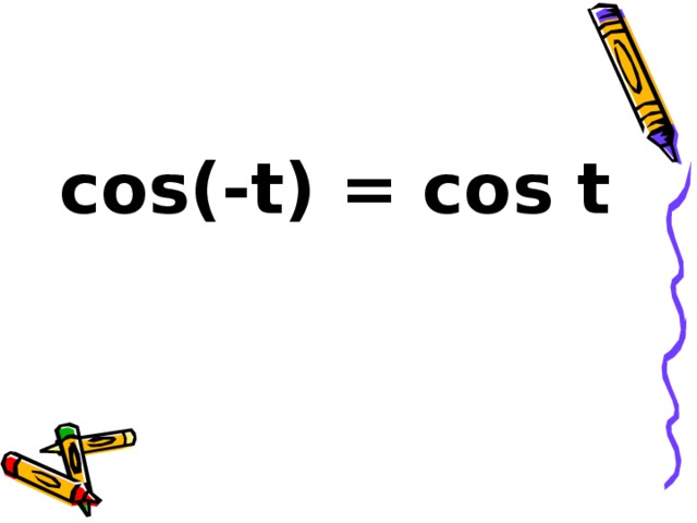 cos(-t) = cos t