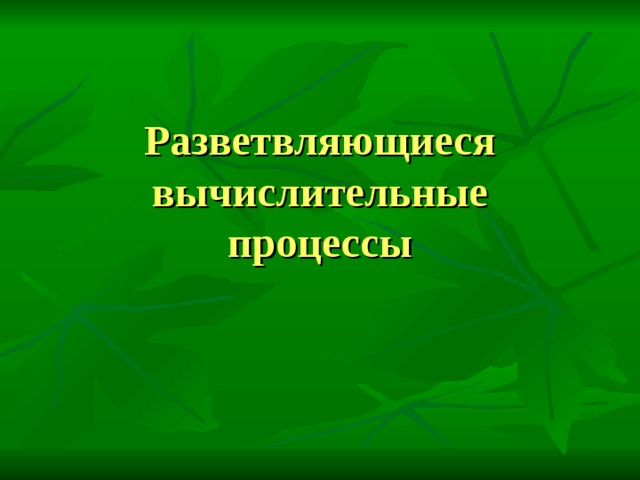 Разветвляющиеся вычислительные процессы 