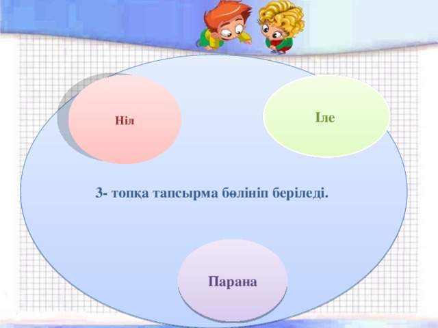 3- топқа тапсырма бөлініп беріледі. Ніл Іле Парана 