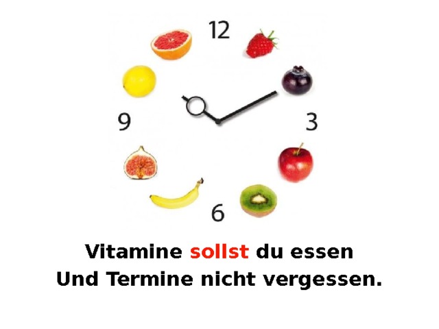 Vitamine sollst du essen Und Termine nicht vergessen. 