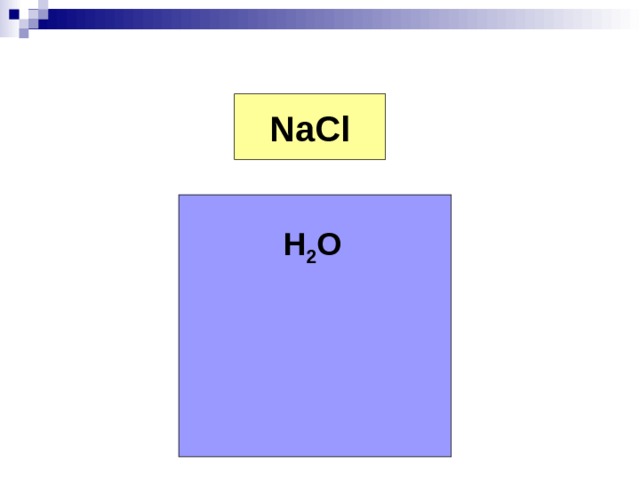 NaCl Cl - Na + H 2 O 