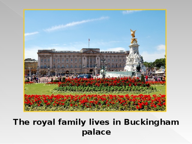 The royal family lives in Buckingham palace 