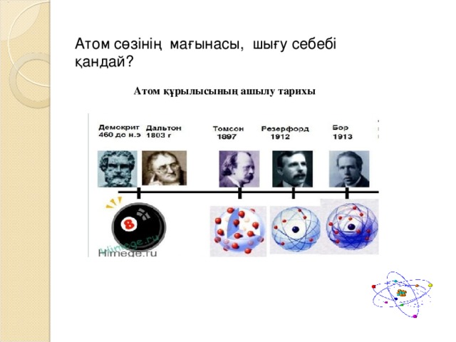 Атом сөзінің мағынасы, шығу себебі қандай? Атом құрылысының ашылу тарихы  