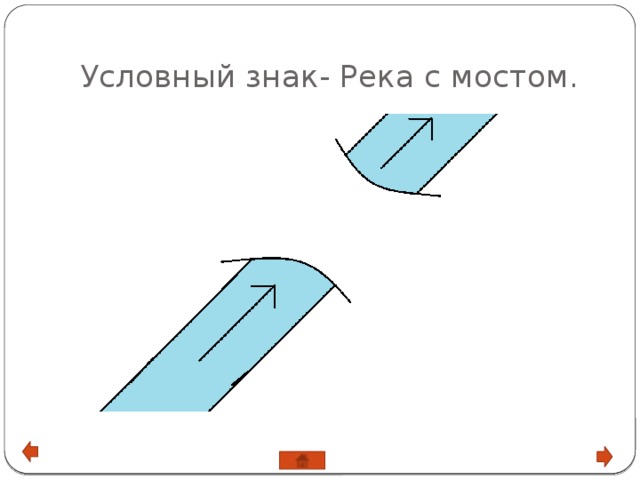  Условный знак- Река с мостом. 