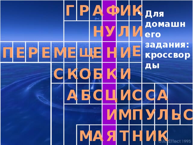 Г Р А Ф И К Для домашнего задания: кроссворды У Л И Н Е Е Н Е Е Р И М Е П Щ К К Б О И С И Б С Ц С А А С М У П Л С И Ь М К И Н Т Я А 