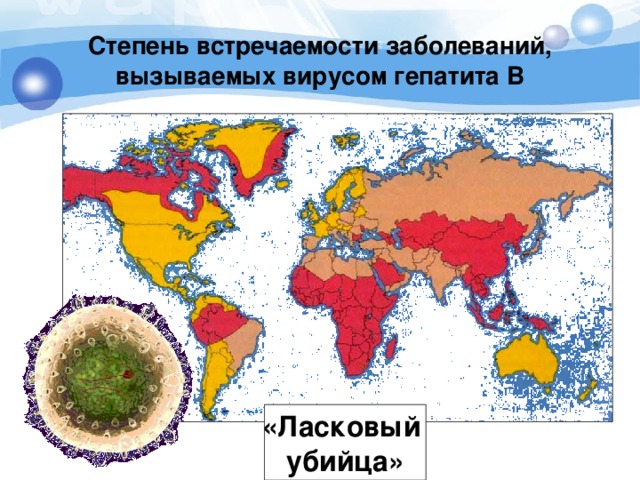 Степень встречаемости заболеваний, вызываемых вирусом гепатита В «Ласковый убийца» 