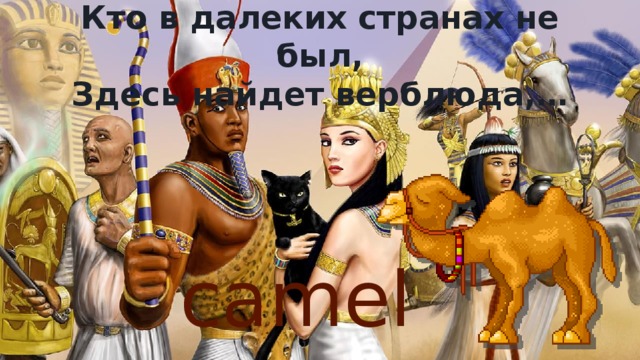Кто в далеких странах не был,  Здесь найдет верблюда,… camel