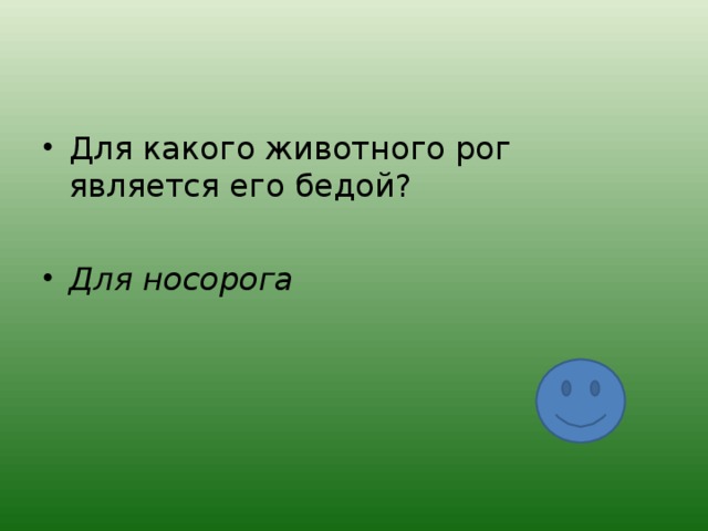 Для какого животного рог является его бедой?  Для носорога 