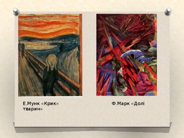 Е.Мунк «Крик» Ф.Марк «Долі тварин» 