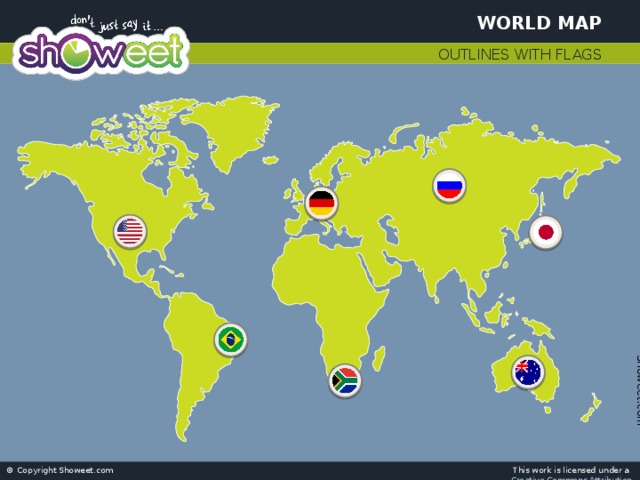 World Map Outlines With Flags 