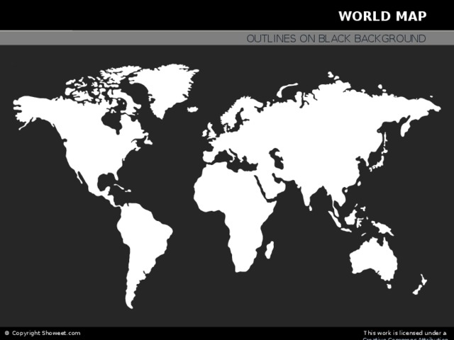 World Map Outlines on Black Background 