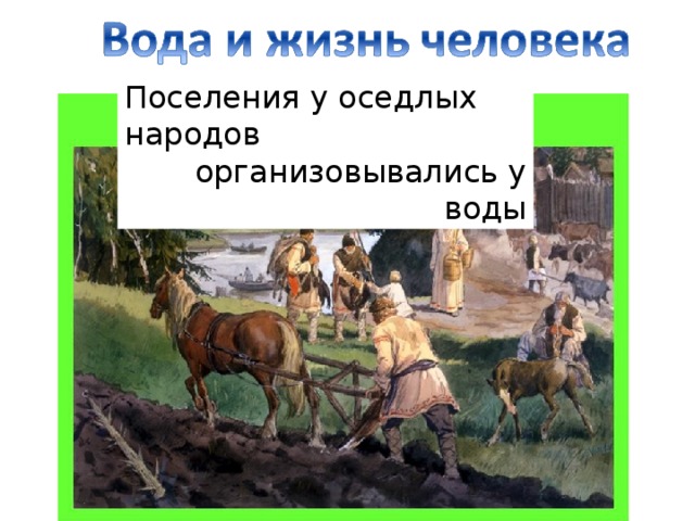 Поселения у оседлых народов организовывались у воды 