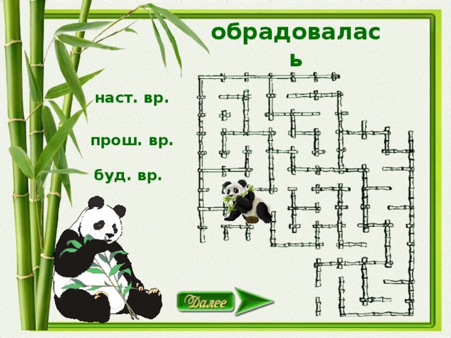 обрадовалась наст. вр. прош. вр. буд. вр.