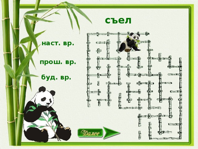 съел наст. вр. прош. вр. буд. вр.