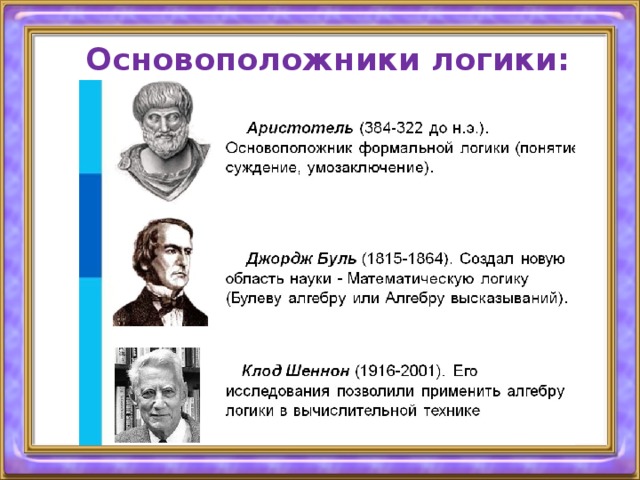 Основоположники логики: 