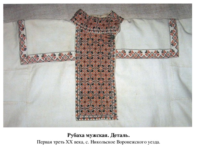 Рубаха мужская. Деталь.   Первая треть XX века, с. Никольское Воронежского уезда. 