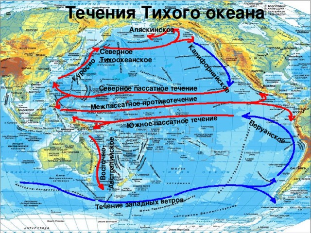 Карта морей тихого океана