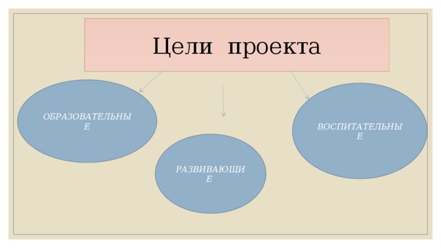 Цели проекта ОБРАЗОВАТЕЛЬНЫЕ ВОСПИТАТЕЛЬНЫЕ РАЗВИВАЮЩИЕ 