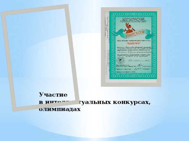 Участие  в интеллектуальных конкурсах, олимпиадах
