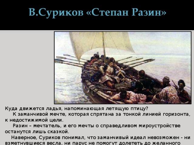 Какая группа людей изображена на картине сурикова степан разин