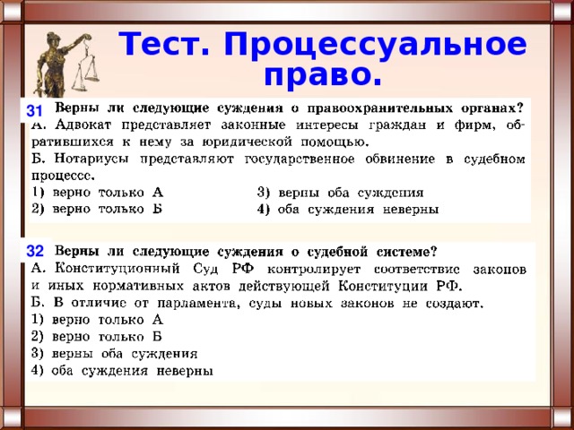 Процессуальное право презентация 11 класс профильный уровень