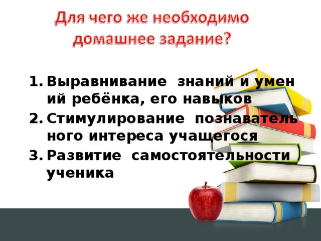 Выравнивание знаний и умений ребёнка, его навыков Стимулирование познавательного интереса учащегося Развитие самостоятельности ученика