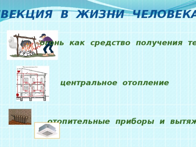 Какой тип теплопередачи наблюдается при обогревании комнаты батареей водяного отопления