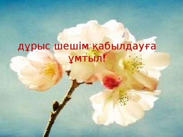 дұрыс шешім қабылдауға ұмтыл!