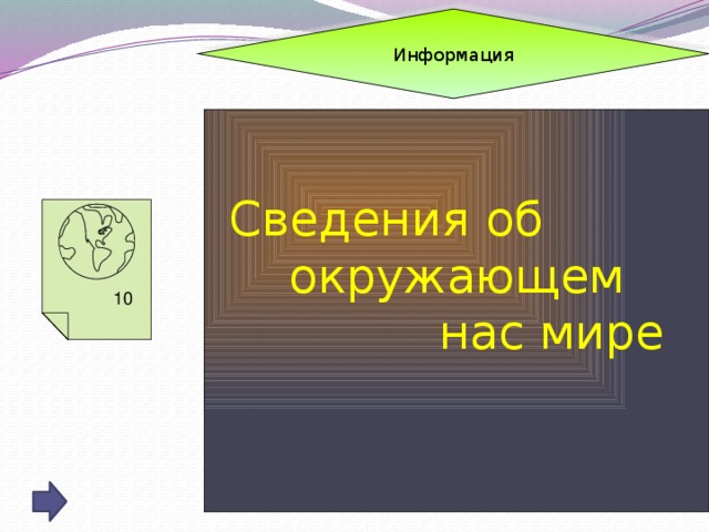 Информация Сведения об  окружающем  нас мире 10