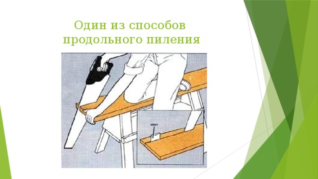 Один из способов  продольного пиления 