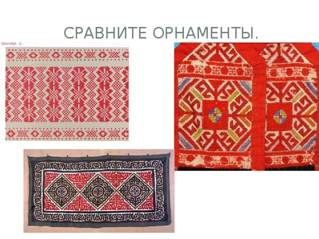  Сравните орнаменты. 
