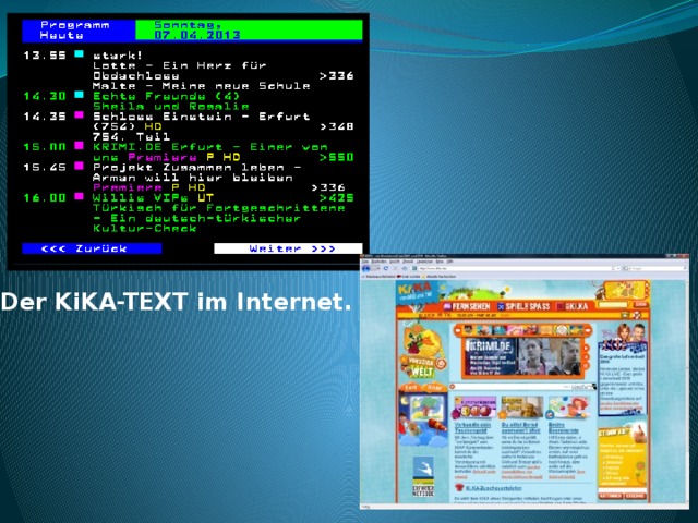 Der KiKA-TEXT im Internet. 