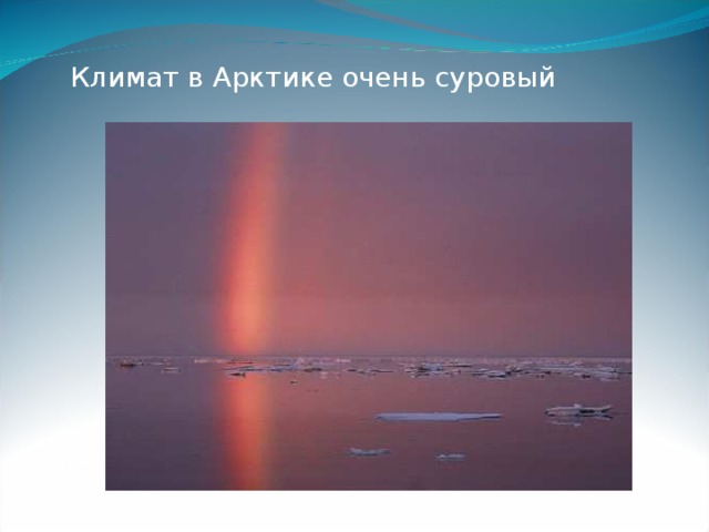Климат в Арктике очень суровый 