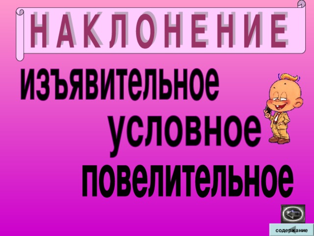 - изменение глагола по лицам, числам и система его личных окончаний.  II спряжение Н.ф. - ИТЬ  (кроме брить, стелить) + гнать, держать, терпеть,  обидеть, слышать, видеть, ненавидеть, и зависеть и вертеть, и ещё дышать, смотреть I спряжение  Все остальные глаголы. содержание