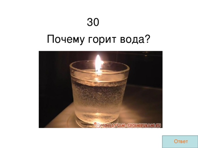 30 Почему горит вода? Ответ 