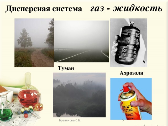 Дисперсная система газ - жидкость Туман  Аэрозоли  Братякова С.Б.